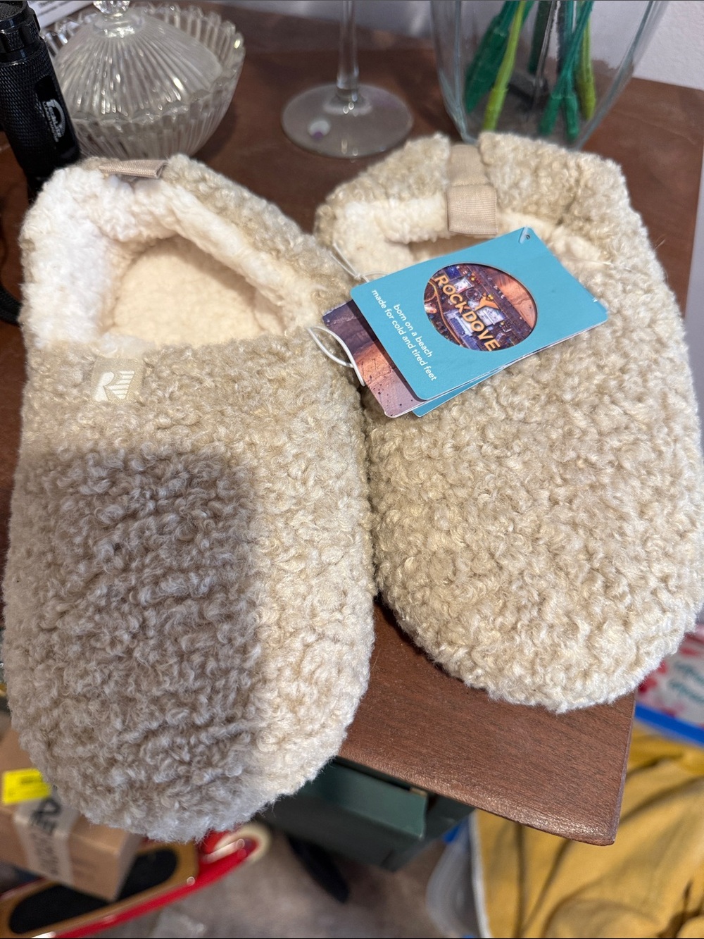 Cream Sherpa Slip-On Slippers